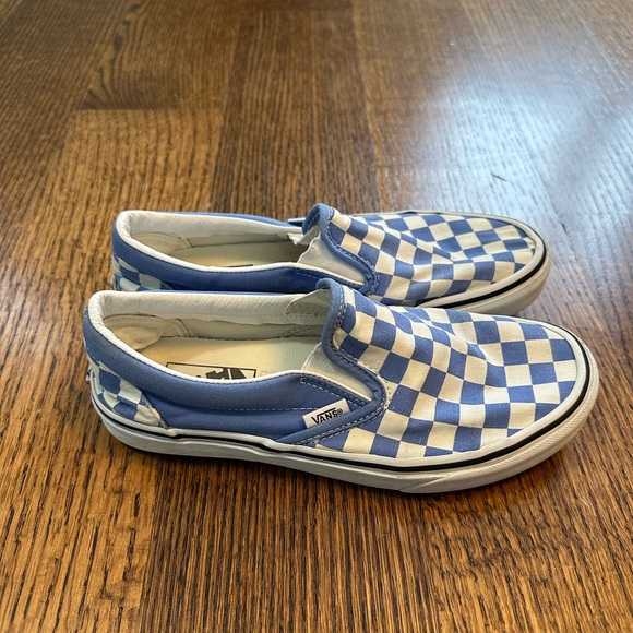 vans slip ones in blue checkered print in women’s size 7.5/men’s size 6 - Picture 2 of 4
